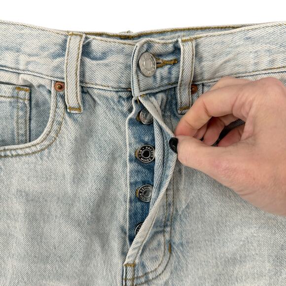 Pacsun Stretch Dad Short Cut-Off Denim Jean Shorts Size 0 Light Wash Button Fly - Picture 3 of 5